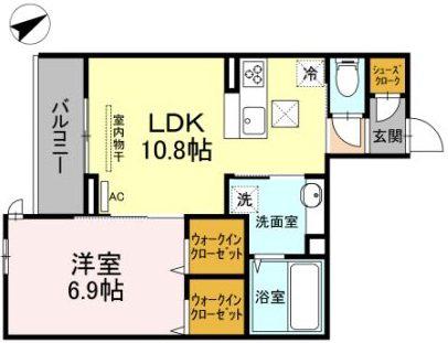 ERDE城北(1LDK/1階)の間取り写真