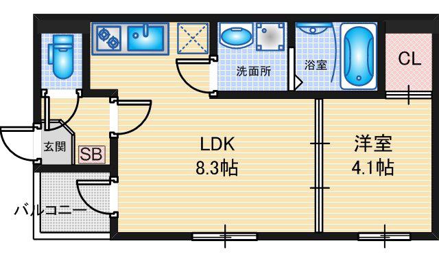 SOLATIO LEBEN(1LDK/3階)の間取り写真