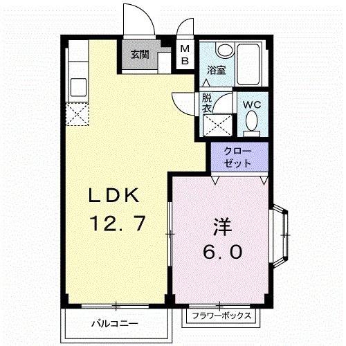 エルディムスズ(1LDK/2階)の間取り写真