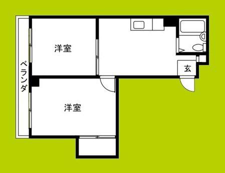 ドリームコート住吉大社(2DK/5階)の間取り写真