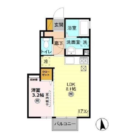 REVE・K(1LDK/1階)の間取り写真