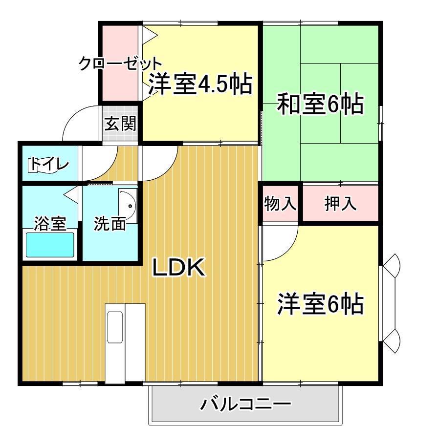 スターガーデンHAGI B(3LDK/1階)の間取り写真