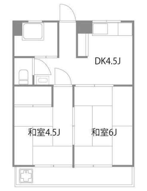 オパールマンション(2DK/3階)の間取り写真