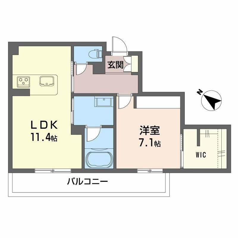 シャーメゾンマーレ竹下(1LDK/3階)の間取り写真