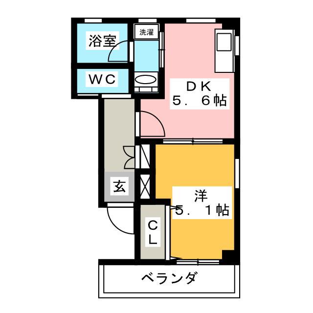 ラフィーネ金杉2(1DK/1階)の間取り写真