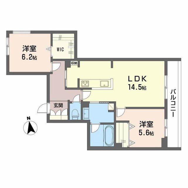 ベレオ大堂(2LDK/2階)の間取り写真