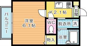 プランドール宇佐町(1K/1階)の間取り写真