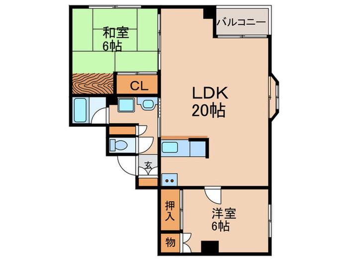 ツインクルコート桂II(2LDK/2階)の間取り写真