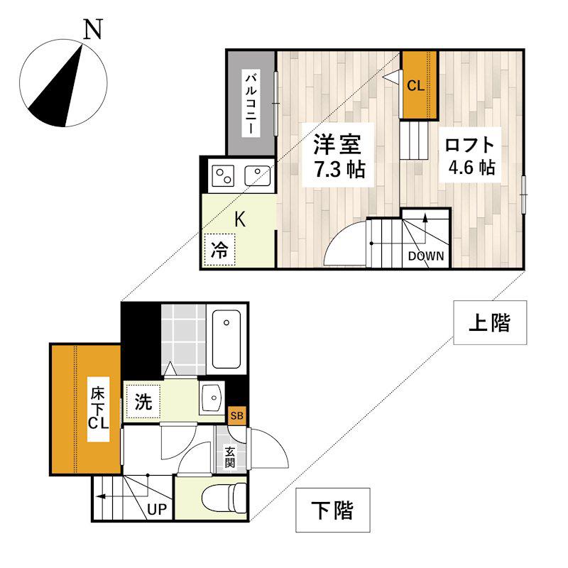 ADC北熊本パピーズ(1K/2階)の間取り写真