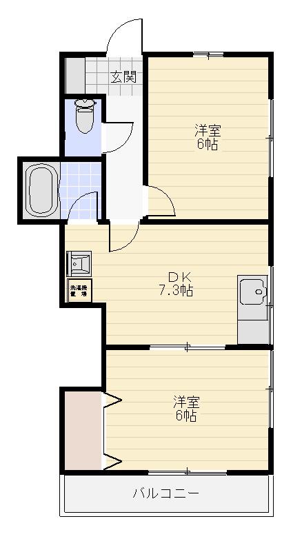 ベルメゾン(2DK/3階)の間取り写真