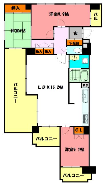 ライオンズマンション西鈴蘭台第2(3LDK/2階)の間取り写真
