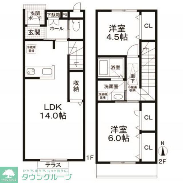 ローズベル(2LDK/1階)の間取り写真