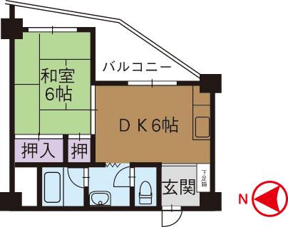 ヴォーヴル長町(1DK/4階)の間取り写真