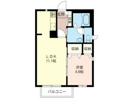 くまの森ガーデンA(1LDK/1階)の間取り写真