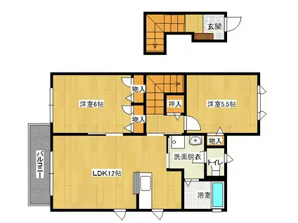 ブランシェ幸神  C棟(2LDK/2階)の間取り写真