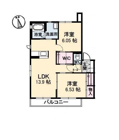 グレース美鈴園(2LDK/2階)の間取り写真