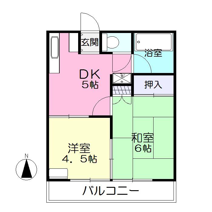 シルバーハイツ(2K/2階)の間取り写真