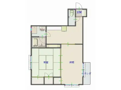 アサノウィロー(2DK/1階)の間取り写真