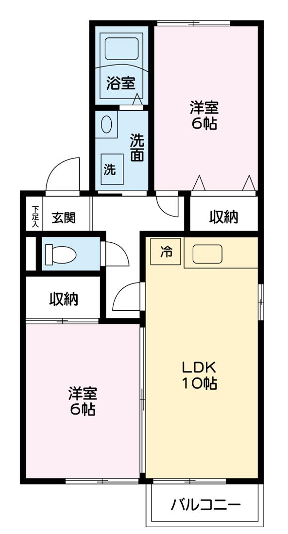 クラフト三番館(2DK/1階)の間取り写真