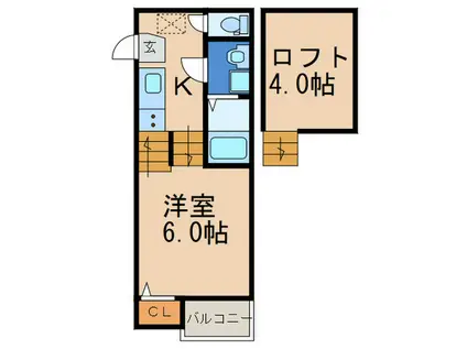 ヴェルディ香椎駅前(1K/1階)の間取り写真