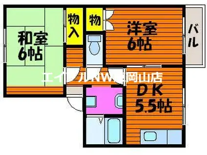 光コーポB(2DK/2階)の間取り写真