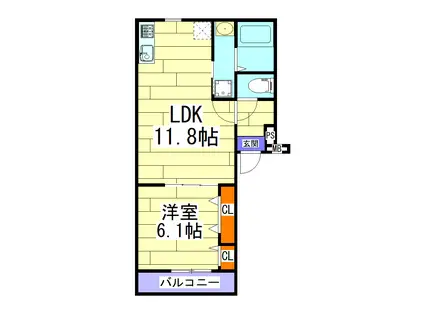 フジパレス守口梶町(1LDK/3階)の間取り写真
