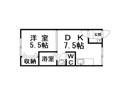 エーコー大楽毛B(1DK/1階)の間取り写真