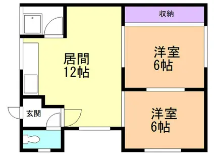 梅村アパート(2LDK/1階)の間取り写真