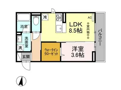 フォルトゥーナ(1LDK/2階)の間取り写真