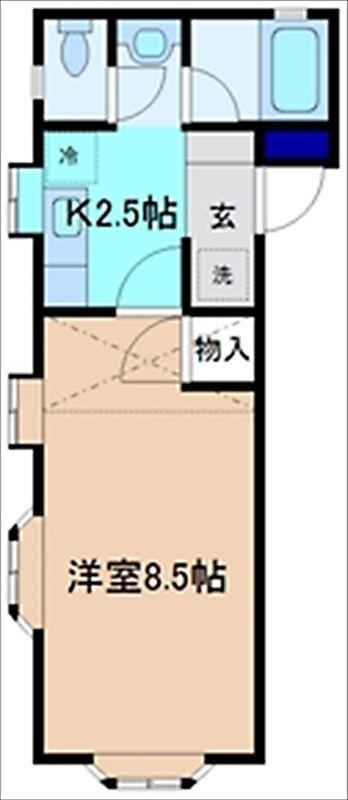 セルーラ大領中II(1K/1階)の間取り写真