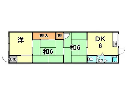 寺口マンション(3DK/1階)の間取り写真