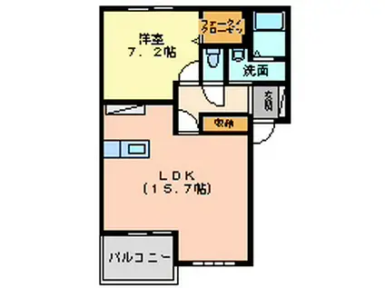 スイッタピアチェーレABC(1LDK/1階)の間取り写真