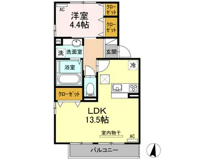 サニーハイツウチダ(1LDK/1階)の間取り写真