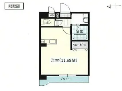 なかよしマンション塩上(ワンルーム/1階)の間取り写真