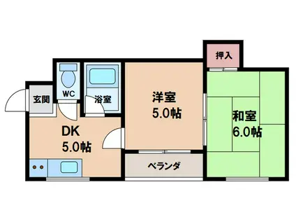 阿倍野三明マンション(2DK/1階)の間取り写真