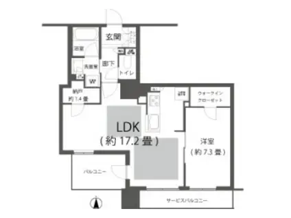 ブランズタワー大阪本町(1LDK/30階)の間取り写真