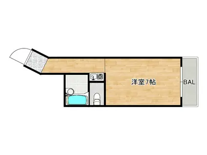 第12東昌ハイツ(ワンルーム/4階)の間取り写真