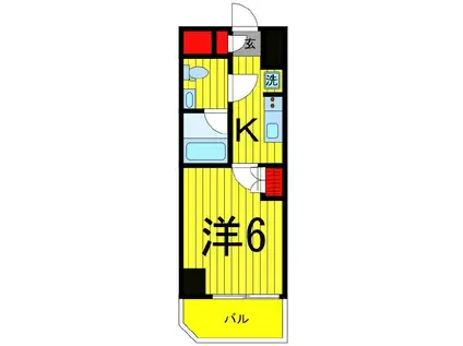 ライジングプレイス綾瀬三番館(1K/6階)の間取り写真