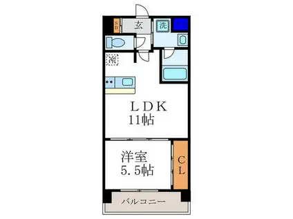 みつまめ京都朱雀(1LDK/2階)の間取り写真