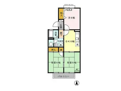 セジュールコートII(3DK/2階)の間取り写真