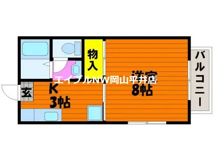 ハウスK(1K/2階)の間取り写真