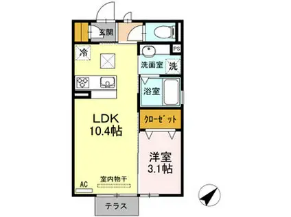 ドエル斉兵(1LDK/1階)の間取り写真