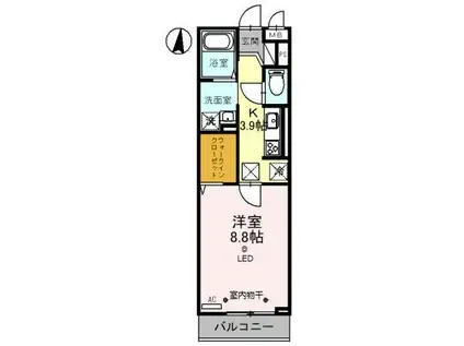 MIELE南越谷(1K/2階)の間取り写真