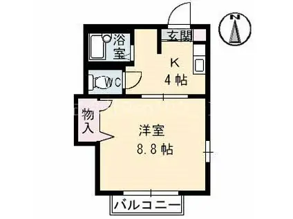 ディアスAMO(1K/1階)の間取り写真