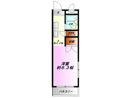 パラシオ小田原(1K/2階)の間取り写真
