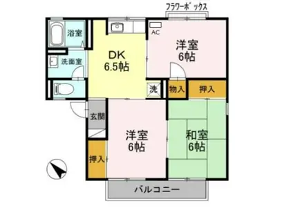 ハイツセジュールB棟(3DK/1階)の間取り写真