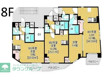 ミライズ南千住(ワンルーム/8階)の間取り写真