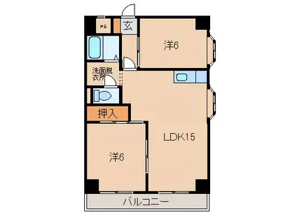 第2ルネみなと(2LDK/6階)の間取り写真