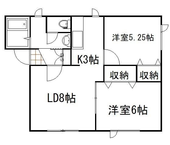 ＪＲ根室本線 新富士駅(北海道) 徒歩44分 2階建 築30年(2LDK/2階)の間取り写真