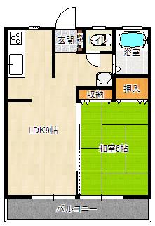 グリーン若葉(1LDK/2階)の間取り写真